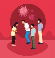 Group of people infected with coronavirus vector