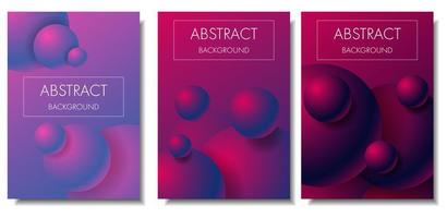 3d gradient colorful spheres card set vector