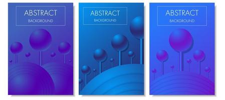 Blue purple gradient 3d spheres on sticks cover set vector