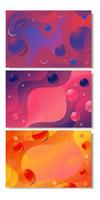 DYnamic colorful wavy layers and spheres card set vector