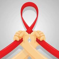 Two hands grabbing red ribbon vector