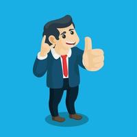 Business man giving call sign and thumb up vector