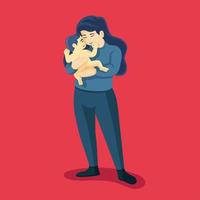 Young mother holds her son with care and love vector