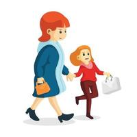 Smiling mother and daughter shopping together vector