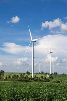 Wind Turbine for alternative energy on background sky on Cassava