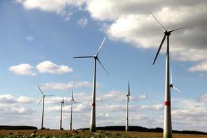 The Alternative energy. Group of energy-producing windmills