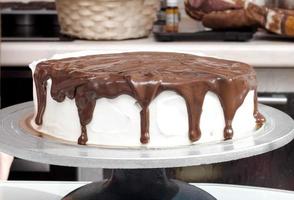 Cake drizzled with chocolate