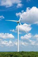 Wind turbine power generator on blue sky photo