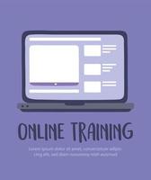 Online training and laptop banner template vector