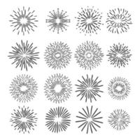 Hand drawn fireworks set vector