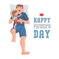 Father's Day design with son and father sleeping vector