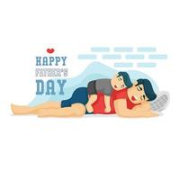 Father's Day design with son sleeping on father vector
