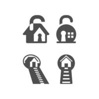 Safe locked house icon set vector