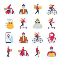 Set of icons on delivery and transportation goods