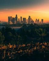 horizonte de la ciudad durante el atardecer foto