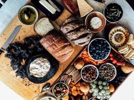 Baked breads and fruits photo
