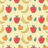 Healthy food pattern with oranges, apples and bananas vector