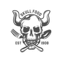 Dead Skull Biting Fork and Spoon Emblem vector