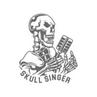 Skull and Microphone Jazz Singer Emblem vector