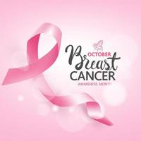 cartel de concientización sobre el cáncer de mama con cinta rosa vector