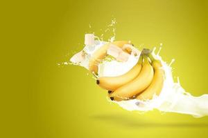 Bananas and milk splashing 
