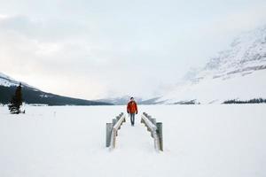 Man walking in Banff Canada photo