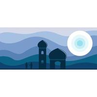 Silhouette of two people at the mosque vector