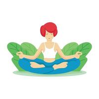 Happy world health day with woman doing yoga vector