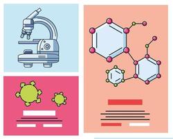 infografía con iconos de microscopio de laboratorio vector