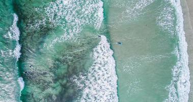 Aerial view of surfers photo