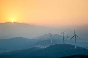 wind farm in sunset