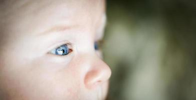 Curious baby with blue eyes observing the surroundings