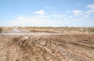 Muddy Salt Road after heavy rain, Skeleton Coast, Namibia, Africa