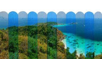mural "paisaje marino de la isla de Similan". la pintura de la valla de madera c foto
