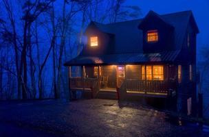 Cabin in the Mountains at night photo