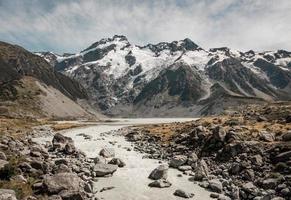 Rocky pathway to mountain photo