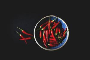 Flay lay of red peppers photo