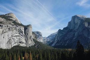Yosemite National Park under mixed sky