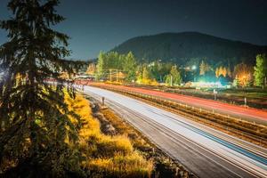 Time lapse of traffic on road photo