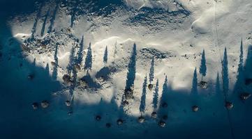 Aerial view of snow field photo