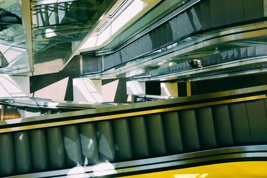 Person on escalator photo