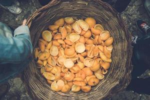 Orange peels in basket photo