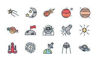 paquete de iconos de astronomía y ciencia espacial vector