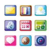 Collection of mobile app icons vector