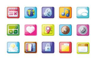 Set of icons of mobile app vector