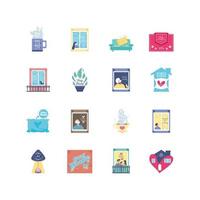 Stay at Home icons group vector