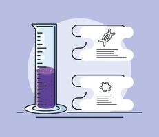 Infographic with chemical laboratory test tube and research of coronavirus vector