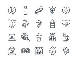 Ecology and environment line-art icon set vector