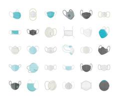 Assorted medical face masks icons vector