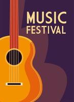 Music festival poster with classical guitar vector